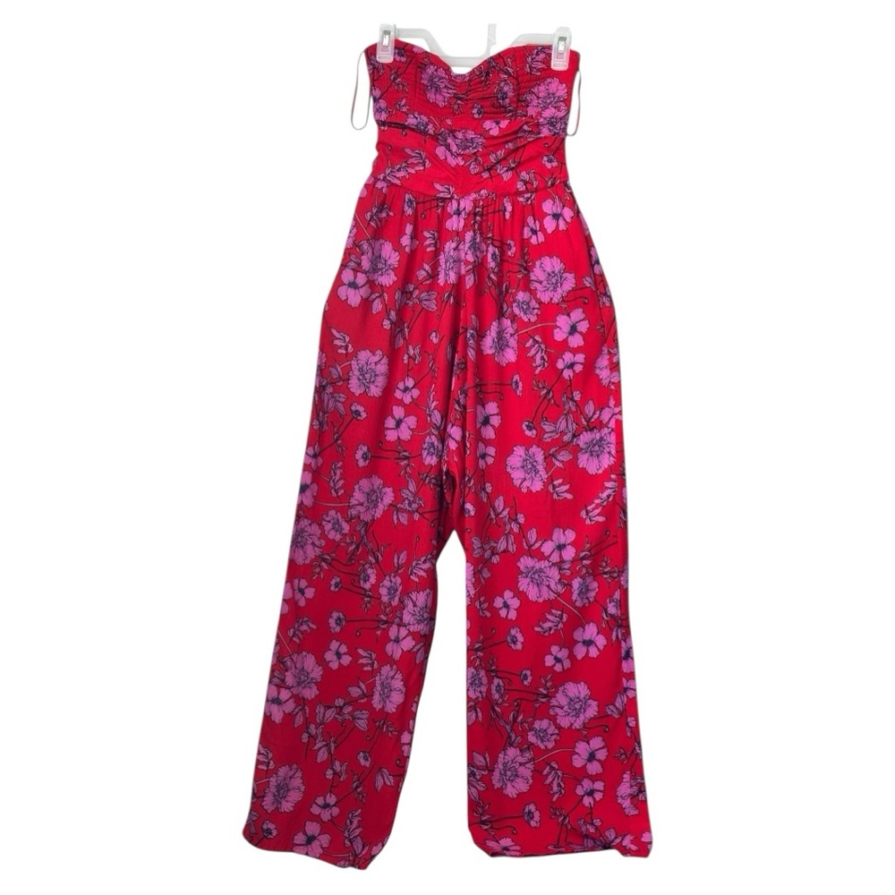 Vibrant Floral Strapless Jumpsuit Wide Leg New With Tag Small